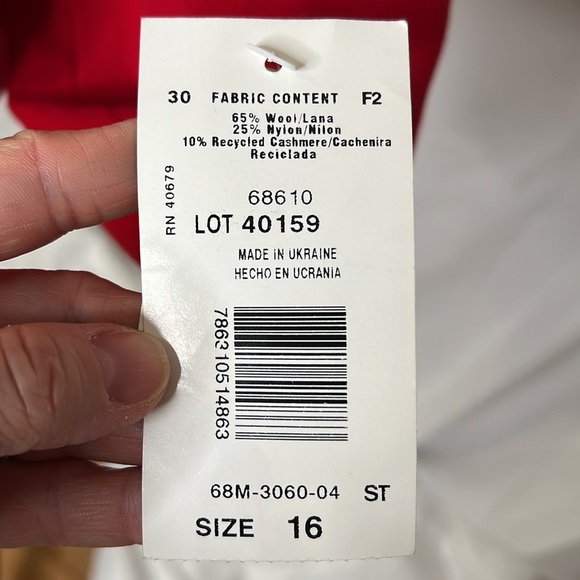 Harve Benard Red Cashmere Jacket size 16 NWT - Picture 3 of 6